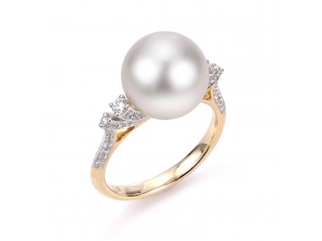 14KT Yellow Gold White South Sea Pearl Ring Diamonds Direct St. Petersburg, FL