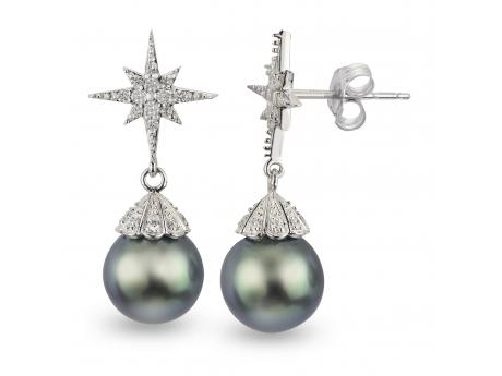 14KT White Gold Tahitian Pearl Earring Thurber's Fine Jewelry Wadsworth, OH