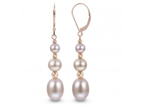 14KT Rose Gold Freshwater Pearl Earring Raleigh Diamond Fine Jewelry Raleigh, NC