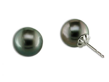 14KT White Gold Tahitian Pearl Earring Towne & Country Jewelers Westborough, MA