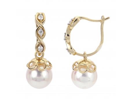 14KT Yellow Gold Akoya Pearl Earring Diamonds Direct St. Petersburg, FL