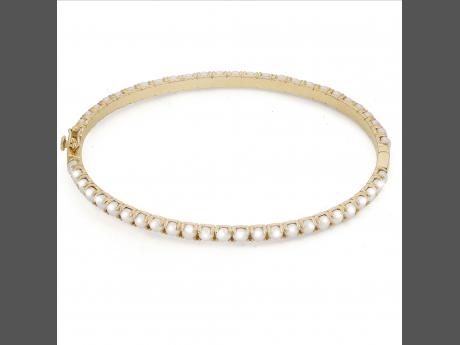 14KT Yellow Gold Freshwater Pearl Bracelet Diamonds Direct St. Petersburg, FL
