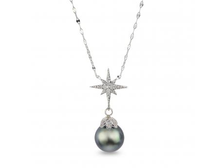 14KT White Gold Tahitian Pearl Necklace Wesche Jewelers Melbourne, FL