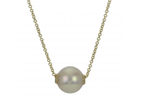 14KT Yellow Gold Akoya Pearl Solitaire Necklace Wesche Jewelers Melbourne, FL