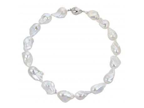 Sterling Silver Freshwater Baroque Pearl Necklace Diamonds Direct St. Petersburg, FL