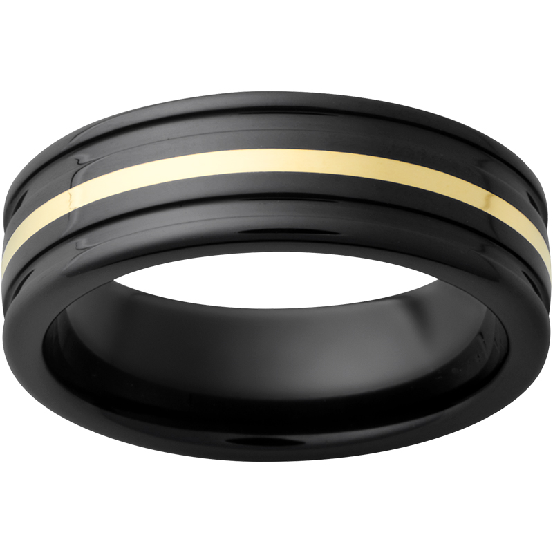 Black Diamond Ceramic™ Band with 1mm 18K yellow gold Inlay Confer's Jewelers Bellefonte, PA