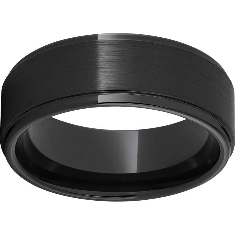 Black Diamond Ceramic™ Grooved Edge Band with Satin Finish Confer's Jewelers Bellefonte, PA