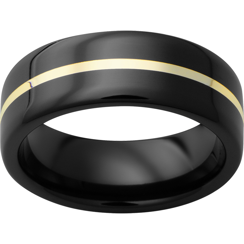 Black Diamond Ceramic™ Pipe Cut Band with 1mm 18K Yellow Gold Inlay Confer's Jewelers Bellefonte, PA