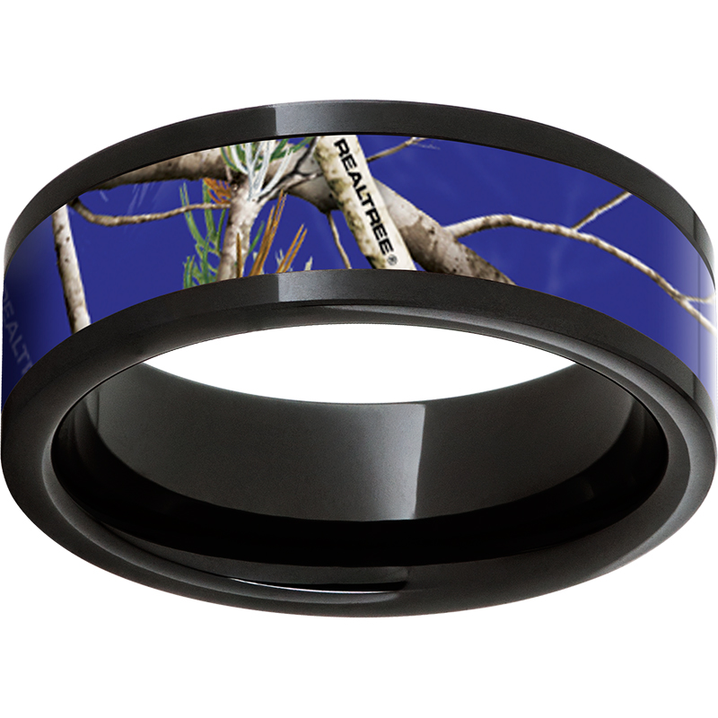 Black Diamond Ceramic™ Pipe Cut Band with Realtree® AP Royal Blue Inlay Confer's Jewelers Bellefonte, PA