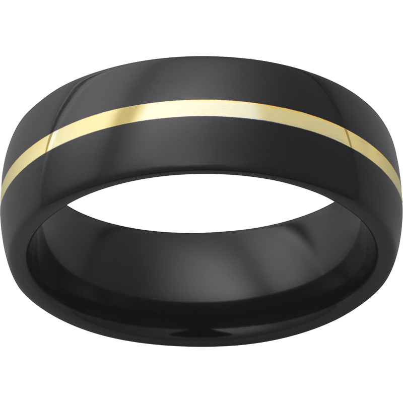 Black Diamond Ceramic™ Domed Band with 1mm 18K Yellow Gold Inlay Confer's Jewelers Bellefonte, PA