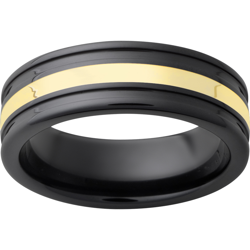 Black Diamond Ceramic™ Band with 2mm 18K Yellow Gold Inlay Confer's Jewelers Bellefonte, PA