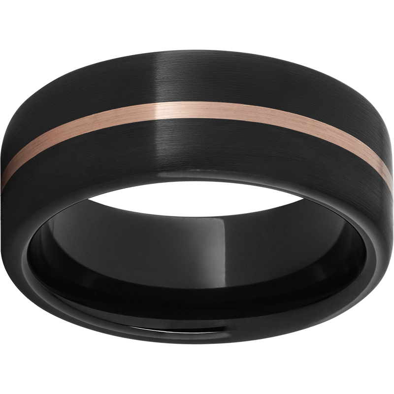 Black Diamond Ceramic™ Pipe Cut Band with 1mm 14K Rose Gold Inlay and Satin Finish Ritzi Jewelers Brookville, IN
