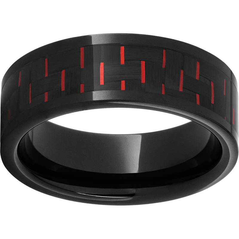 Black Diamond Ceramic™ Pipe Cut Band with Black and Red Carbon Fiber Inlay Confer's Jewelers Bellefonte, PA