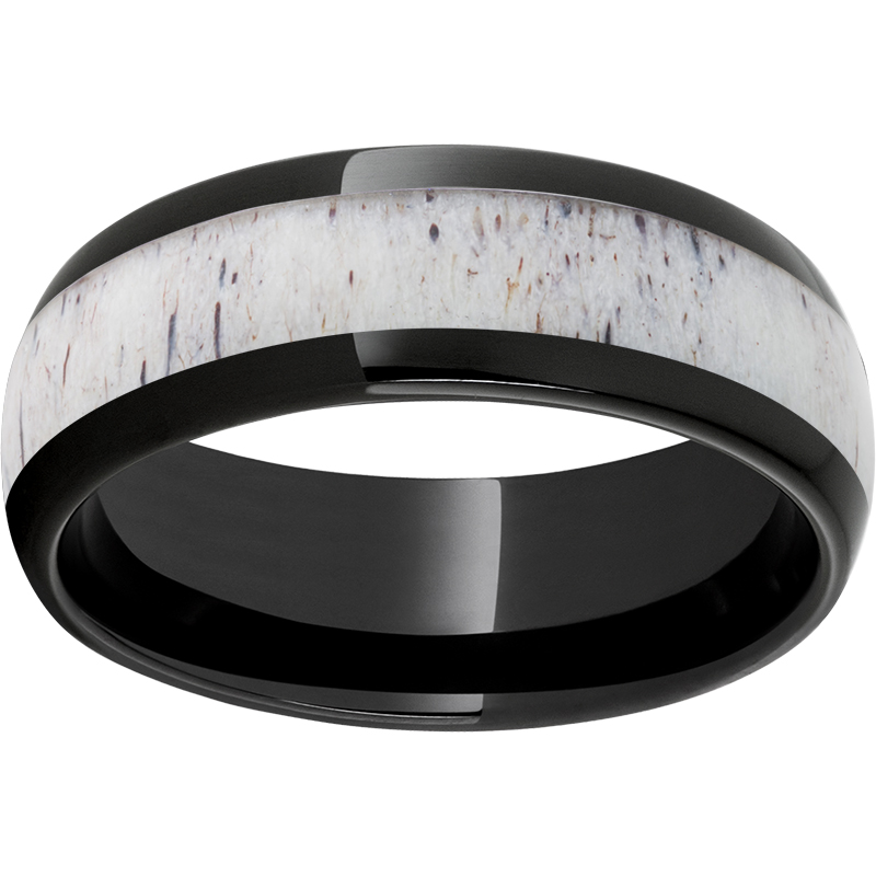 Black Diamond Ceramic™ Domed Band with Antler Inlay Mesa Jewelers Grand Junction, CO