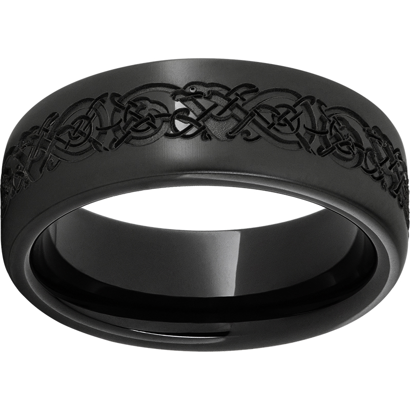 Black Diamond Ceramic™ Pipe Cut Band with Norseman Laser Engraving Lennon's W.B. Wilcox Jewelers New Hartford, NY