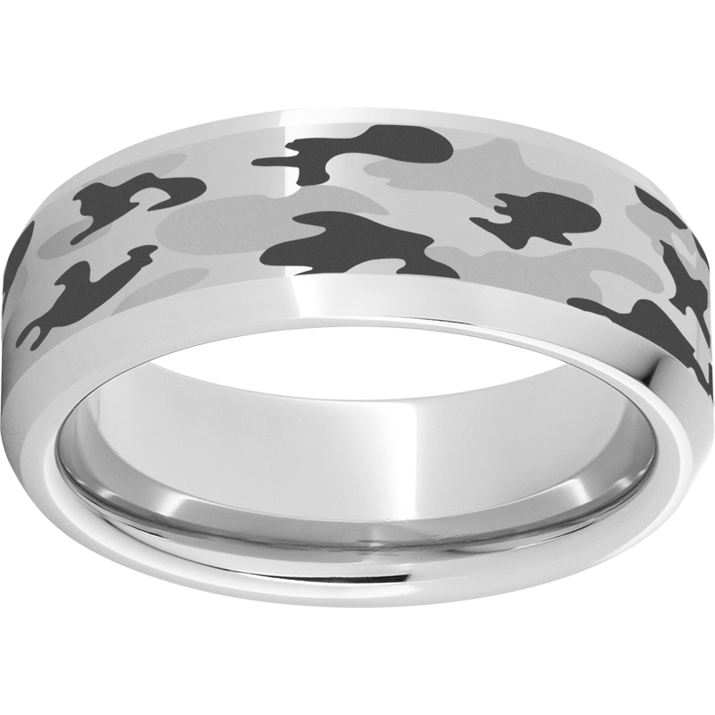 Serinium® Beveled Edge Band with Camo Laser Engraving Confer's Jewelers Bellefonte, PA