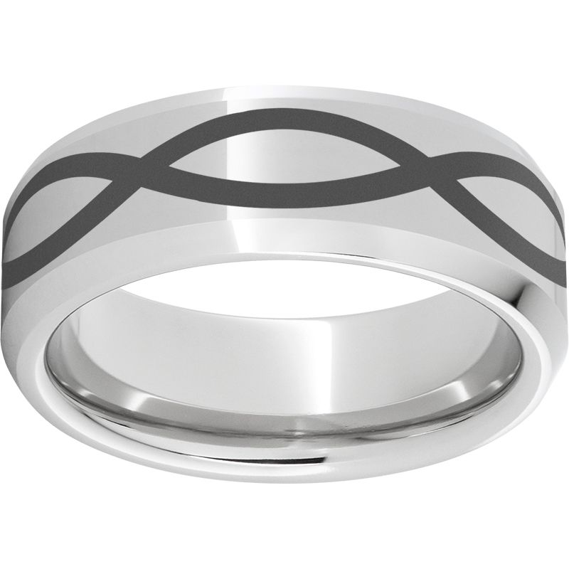 Serinium® Beveled Edge Band with Infinity Laser Engraving Confer's Jewelers Bellefonte, PA