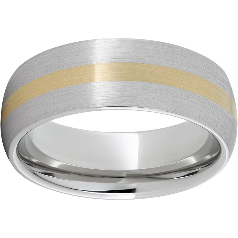 Serinium® Domed Band with a 2mm 14K Yellow Gold Inlay and a Satin Finish Confer's Jewelers Bellefonte, PA