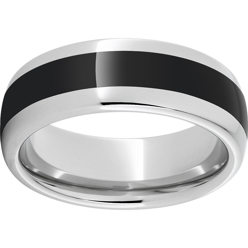 Serinium® Domed Band with Black Ceramic Inlay Confer's Jewelers Bellefonte, PA