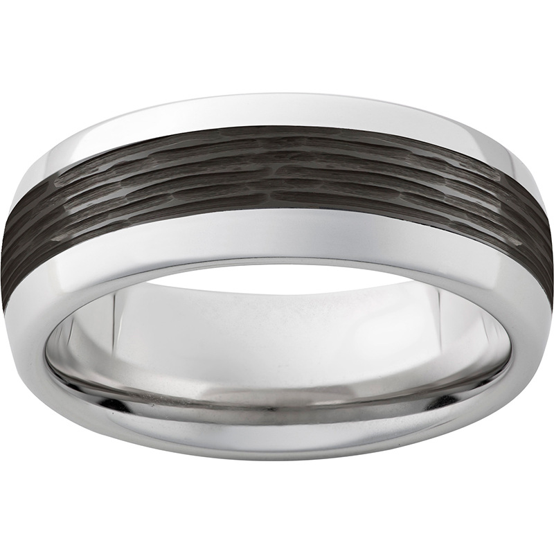 Serinium® Domed Band with Bark Finished Black Ceramic Inlay Confer's Jewelers Bellefonte, PA