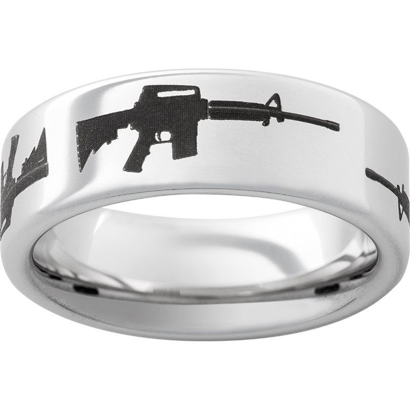 Serinium® Pipe Cut Band with AR-15 Laser Engraving Lennon's W.B. Wilcox Jewelers New Hartford, NY
