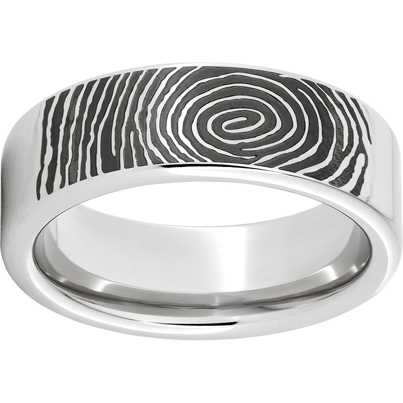 Serinium® Pipe Cut Band with Custom Fingerprint Laser Engraving Confer's Jewelers Bellefonte, PA