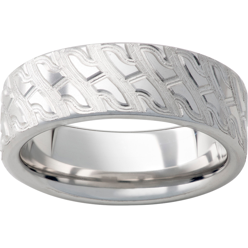 Serinium® Pipe Cut Band with Milled Tire Tread Jerald Jewelers Latrobe, PA