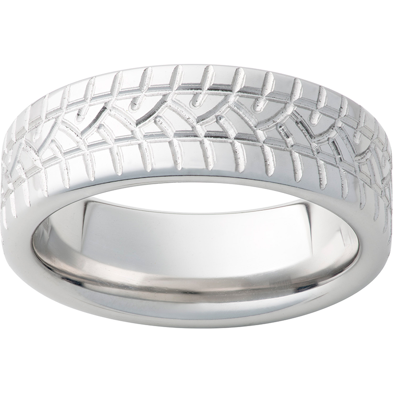 Serinium® Pipe Cut Band with Milled Tire Tread John E. Koller Jewelry Designs Owasso, OK
