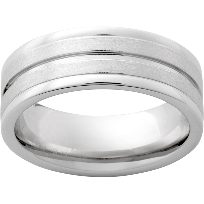 Serinium® Rounded Edge Band with One 1mm Groove and Stone Finish Confer's Jewelers Bellefonte, PA