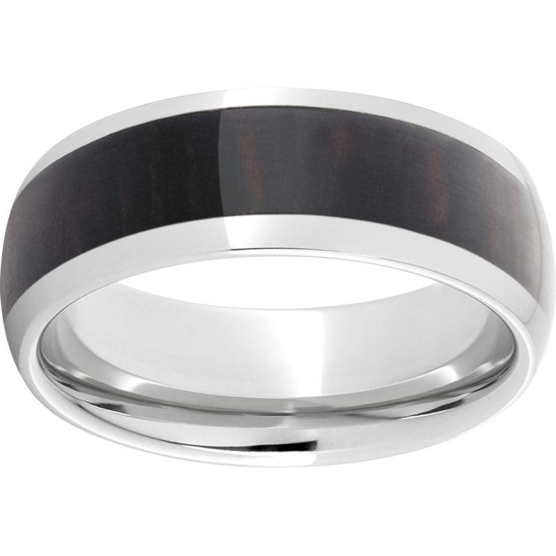 Serinium® Domed Band with Exotic Wenge Wood Inlay Confer's Jewelers Bellefonte, PA