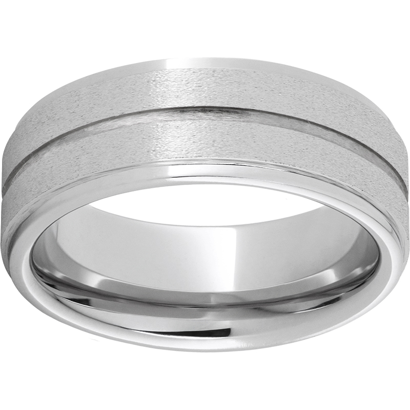 Serinium® Flat Grooved Edge Band with Stone Finish and a 1mm Groove Michele & Company Fine Jewelers Lapeer, MI