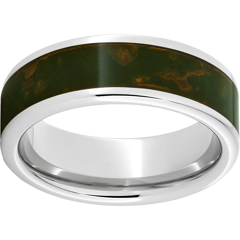Serinium® Pipe Cut Band with Green Patina Copper Inlay John E. Koller Jewelry Designs Owasso, OK