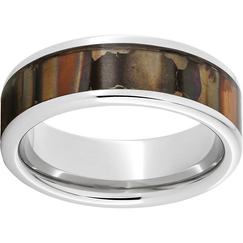 Serinium® Pipe Cut Band with Orange Patina Copper Inlay John E. Koller Jewelry Designs Owasso, OK