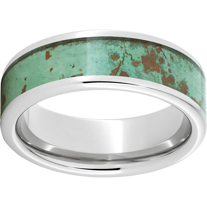 Serinium® Pipe Cut Band with Rustic Patina Copper Inlay John E. Koller Jewelry Designs Owasso, OK