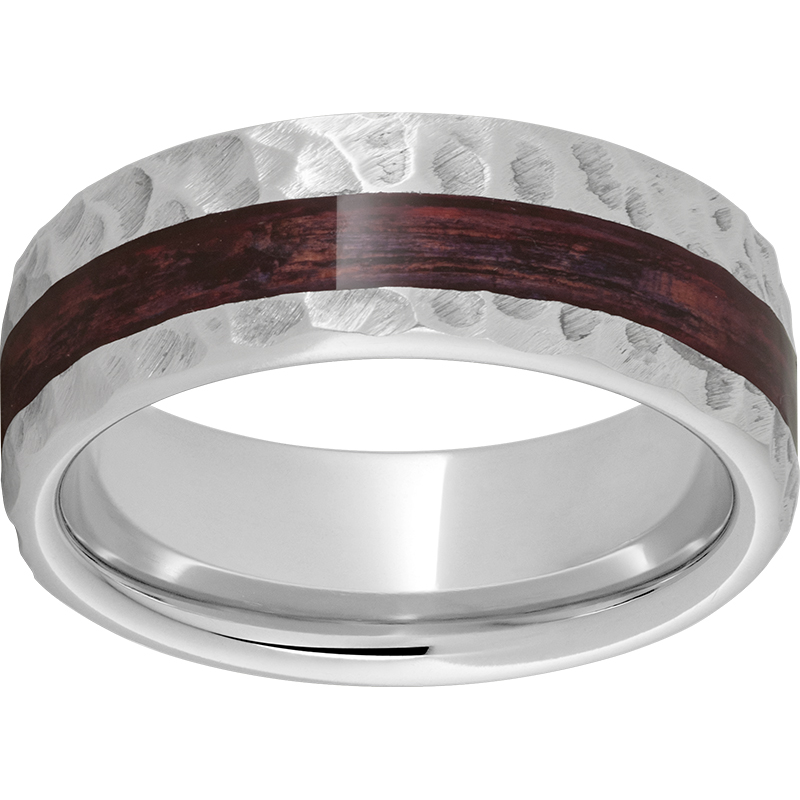 Serinium® Pipe Cut Band with Off-Center Cabernet Barrel Aged™ Inlay and Moon Finish Milano Jewelers Pembroke Pines, FL