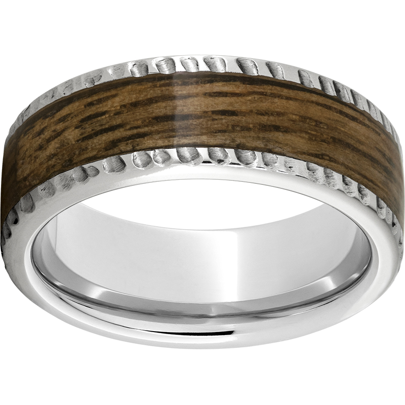 Sernium® Pipe Cut Band with Bourbon Barrel Aged™ Inlay and Notched Finish John E. Koller Jewelry Designs Owasso, OK