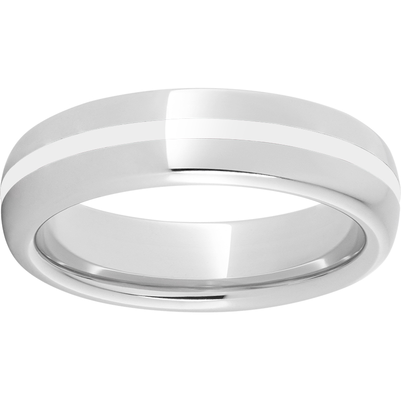 Serinium® Domed Band with 1mm White Enamel Inlay Selman's Jewelers-Gemologist McComb, MS