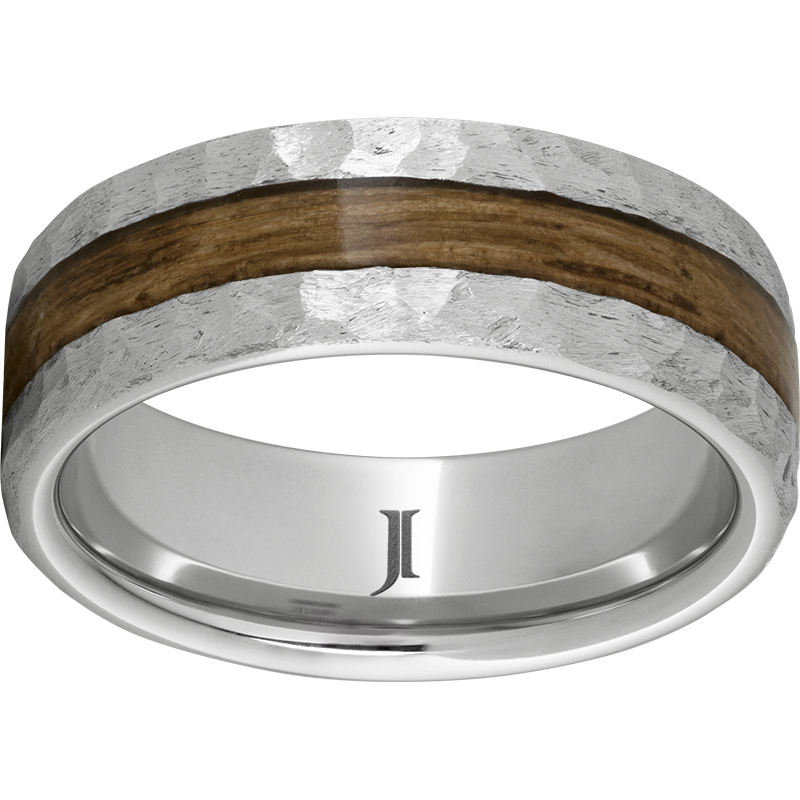 Serinium® Pipe Cut Band with Bourbon Barrel Aged™ Inlay and Moon Finish John E. Koller Jewelry Designs Owasso, OK