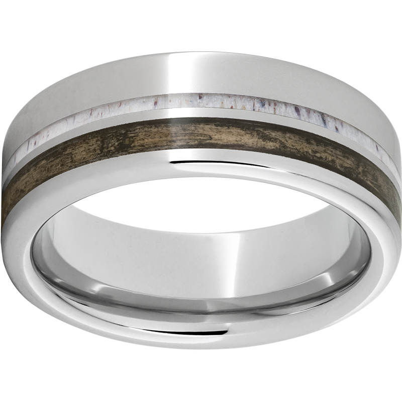 Serinium® Pipe Cut Band with Bourbon Barrel Aged™ and Antler Inlay John E. Koller Jewelry Designs Owasso, OK
