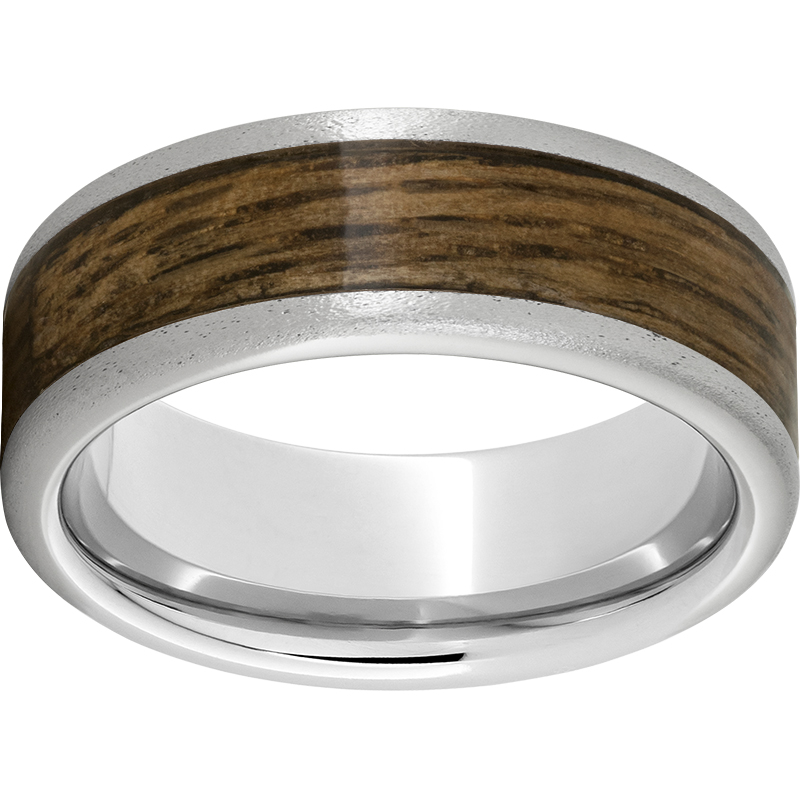 Serinium® Pipe Cut Band with Bourbon Barrel Inlay & Stone Finish Jerald Jewelers Latrobe, PA