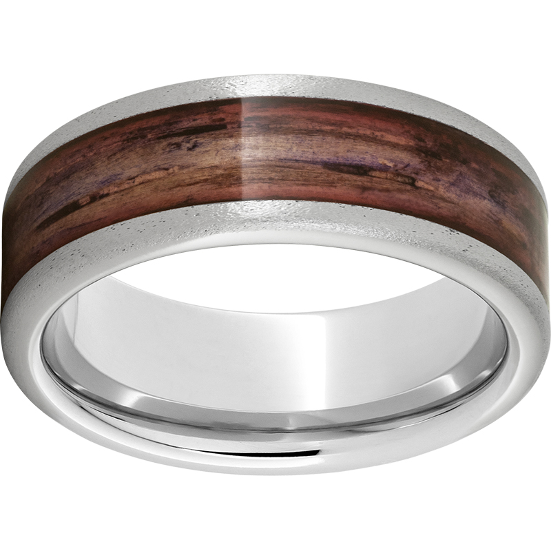 Serinium® Pipe Cut Band with Cabernet Barrel Aged™ Inlay & Stone Finish Mitchell's Jewelry Norman, OK