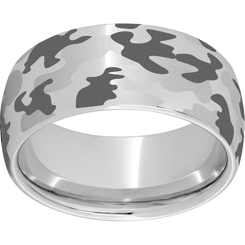 Serinium® 10mm Domed Band with Camo Laser Engraving Lennon's W.B. Wilcox Jewelers New Hartford, NY