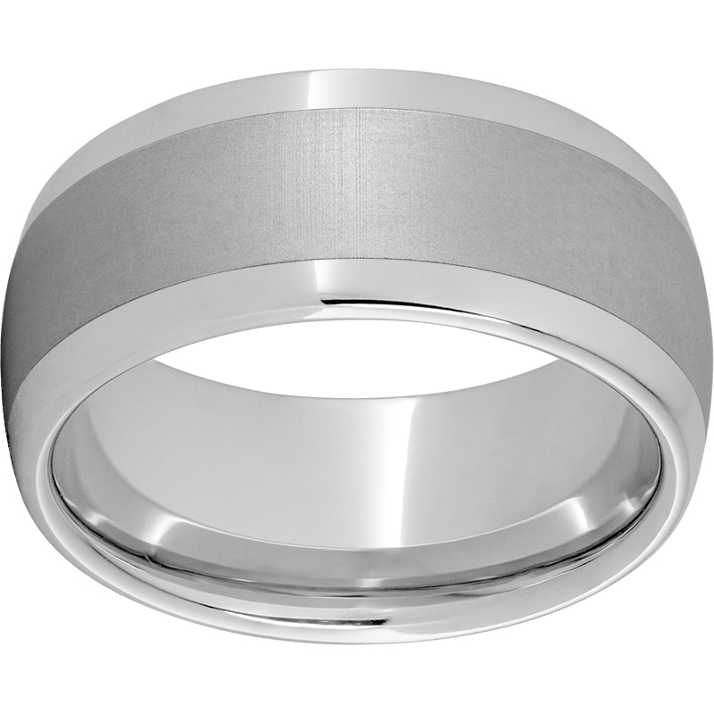 Serinium® 10mm Domed Band with a 6mm Laser Satin Strip Selman's Jewelers-Gemologist McComb, MS
