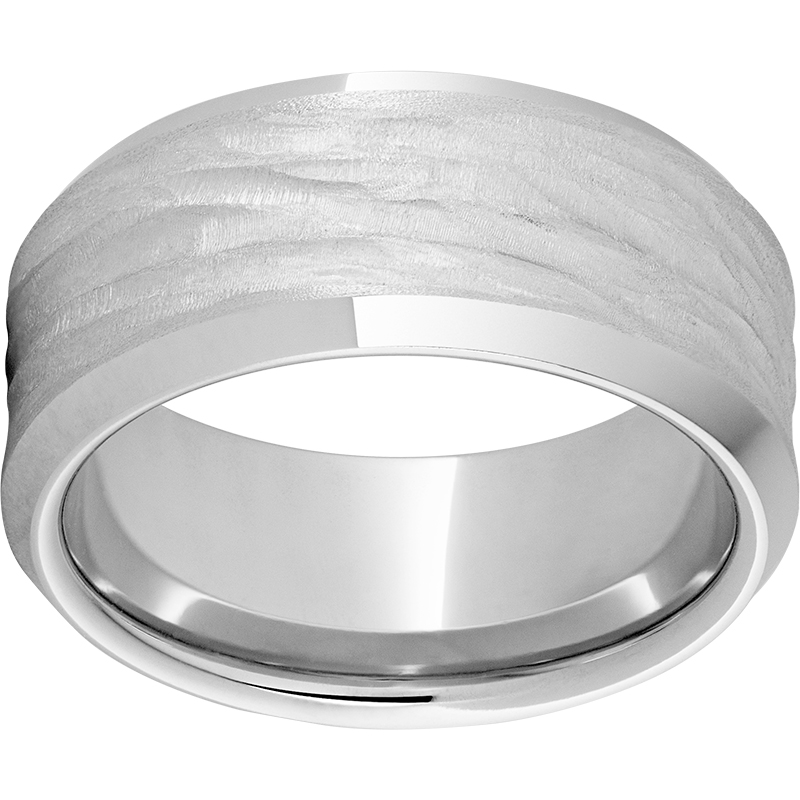 Serinium® 10mm Beveled Edge Band with Bark Finish Michele & Company Fine Jewelers Lapeer, MI