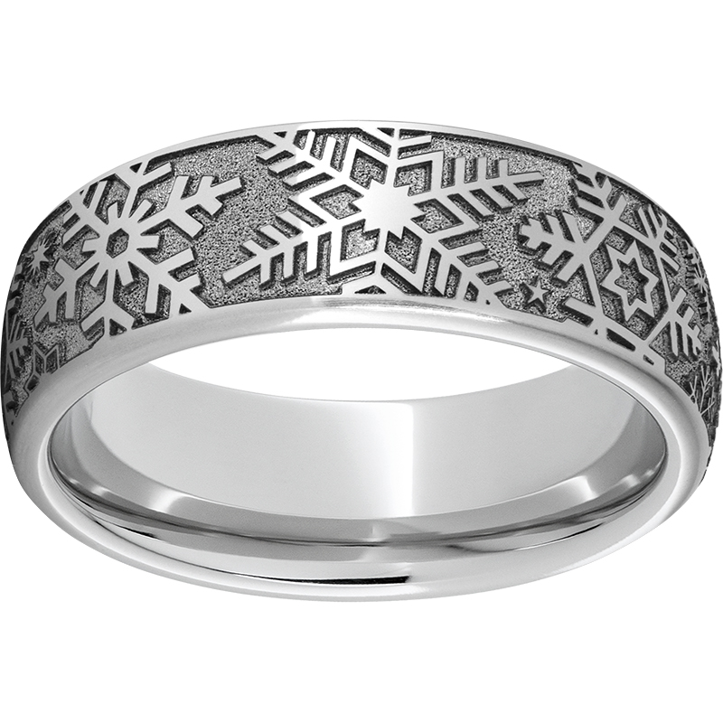 Serinium® Domed Band with Snowflake Laser Engraving Mitchell's Jewelry Norman, OK