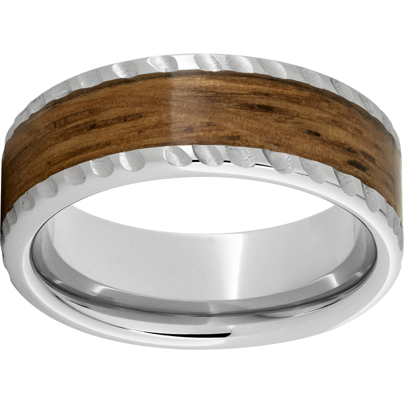Sernium® Pipe Cut Band with Rye Whiskey Barrel Aged™ Inlay and Notched Finish Michele & Company Fine Jewelers Lapeer, MI