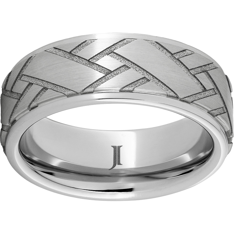 Serinium® Grooved Edge Band with Intaglio Laser Engraving and Satin Finish Selman's Jewelers-Gemologist McComb, MS