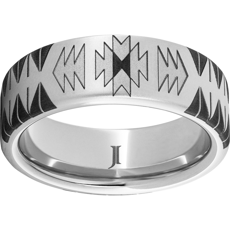 Serinium® Flat Band with Navajo Rug Laser Engraving Mitchell's Jewelry Norman, OK
