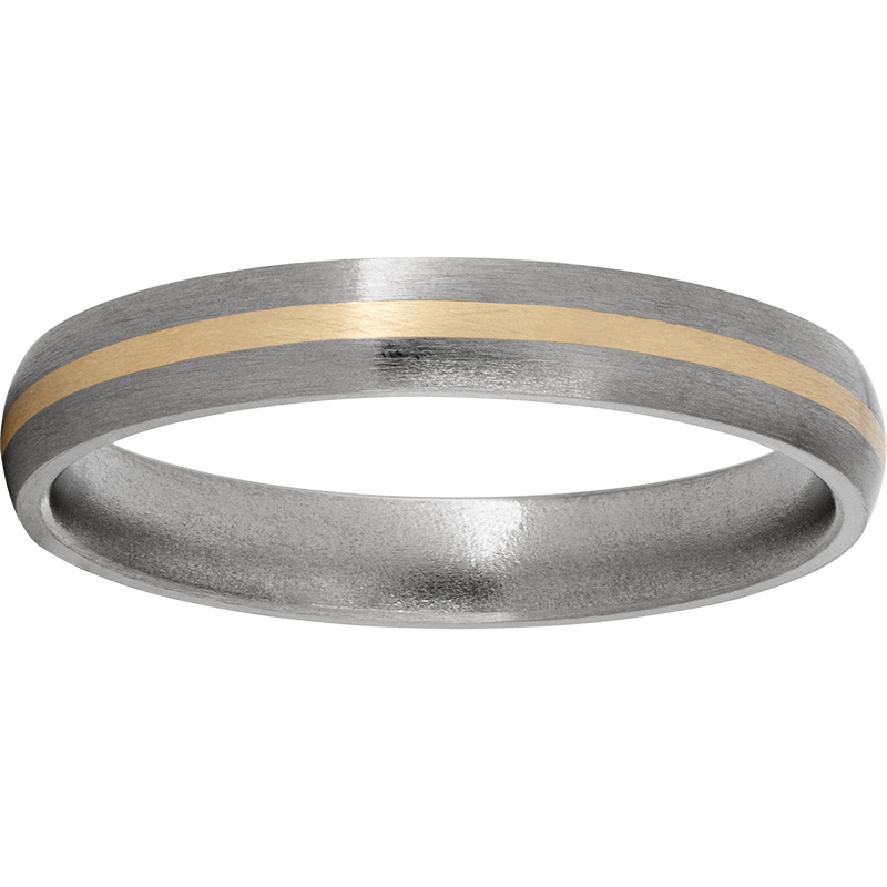 Titanium Domed Band with a 1mm 14K Yellow Gold Inlay and Satin Finish Lennon's W.B. Wilcox Jewelers New Hartford, NY