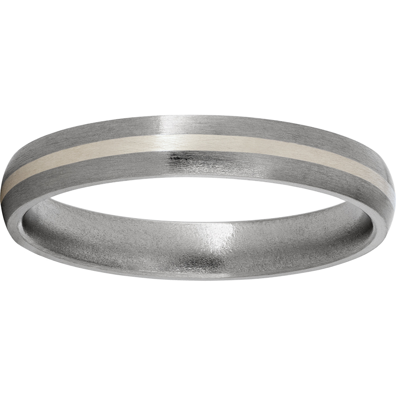 Titanium Domed Band with a 1mm Sterling Silver Inlay and Satin Finish Selman's Jewelers-Gemologist McComb, MS